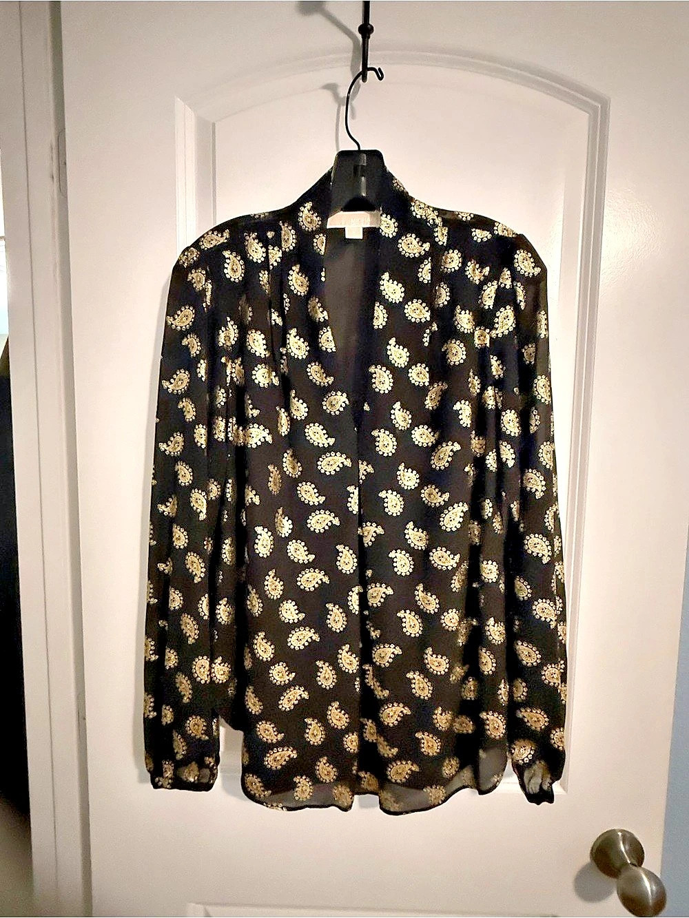 Michael Kors Paisley Blouse in Black & Gold Size Small Like New
